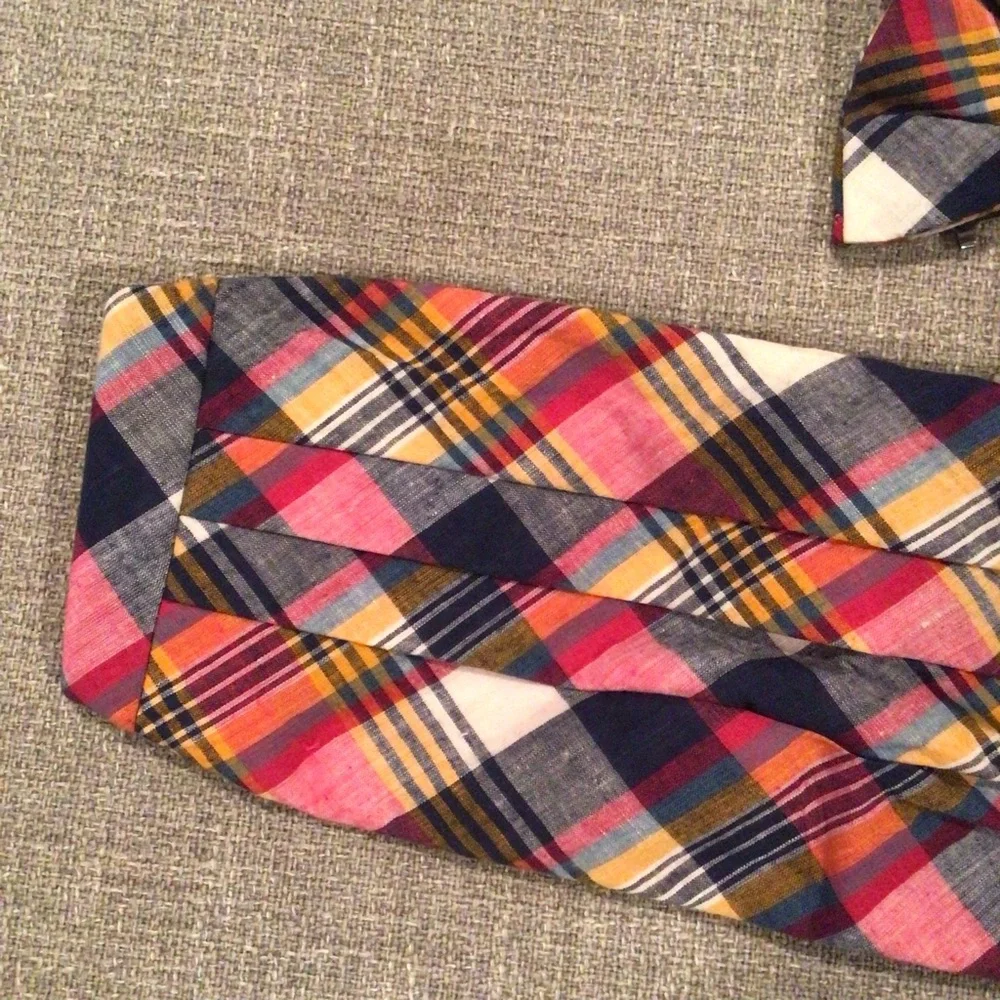Cummerbund & Bow tie plaid Multi-Color Bow Tie and Cummerbund prom homecoming